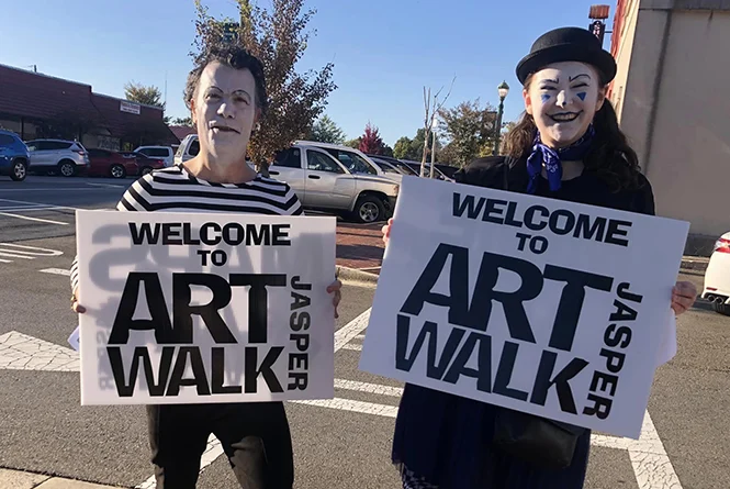 Visitors strolling Main Street in Jasper during ArtWalk